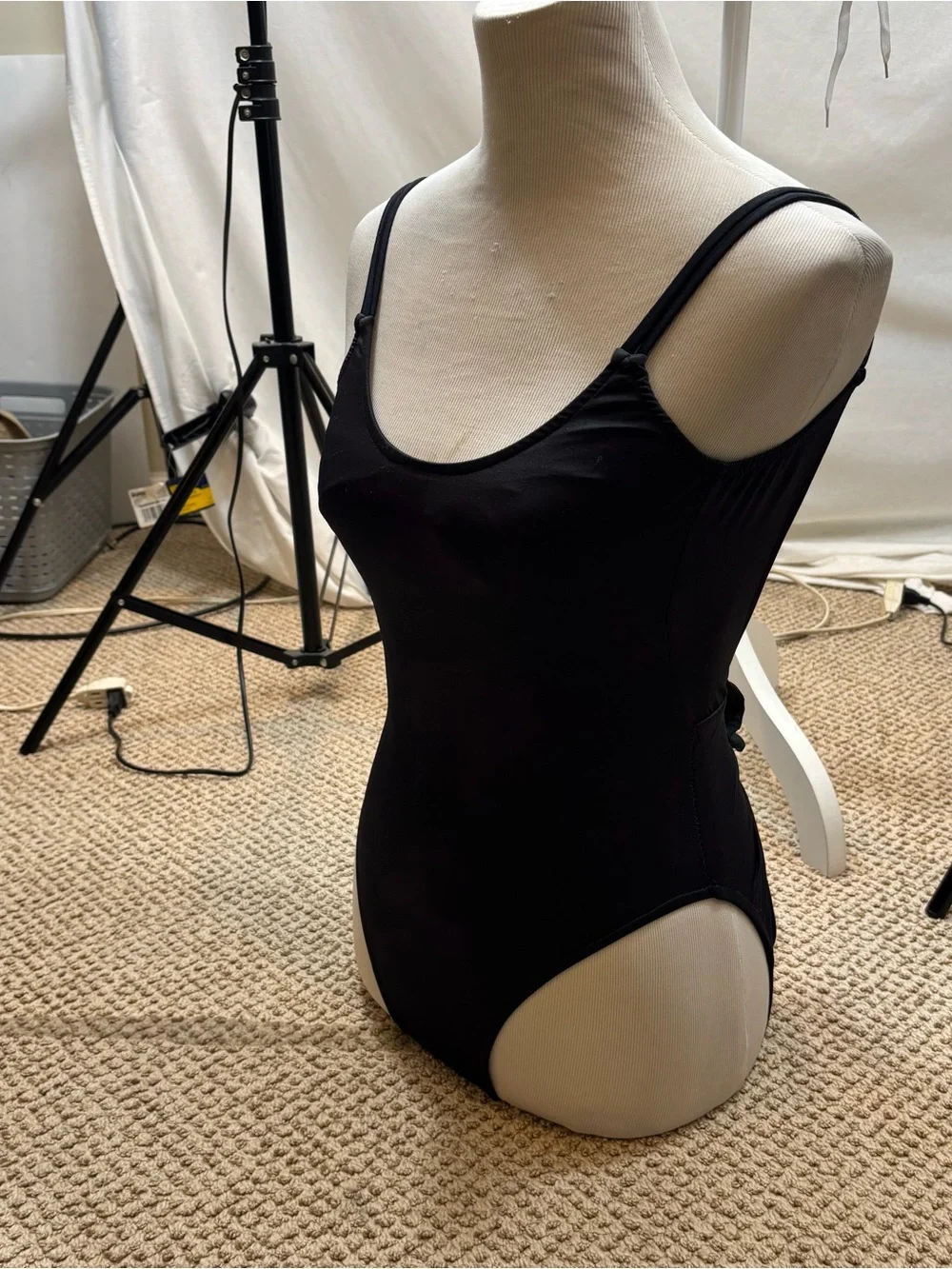 Vintage 1980’s Dunk-IS brand Black One Piece Swim Suit with Bow Size 5